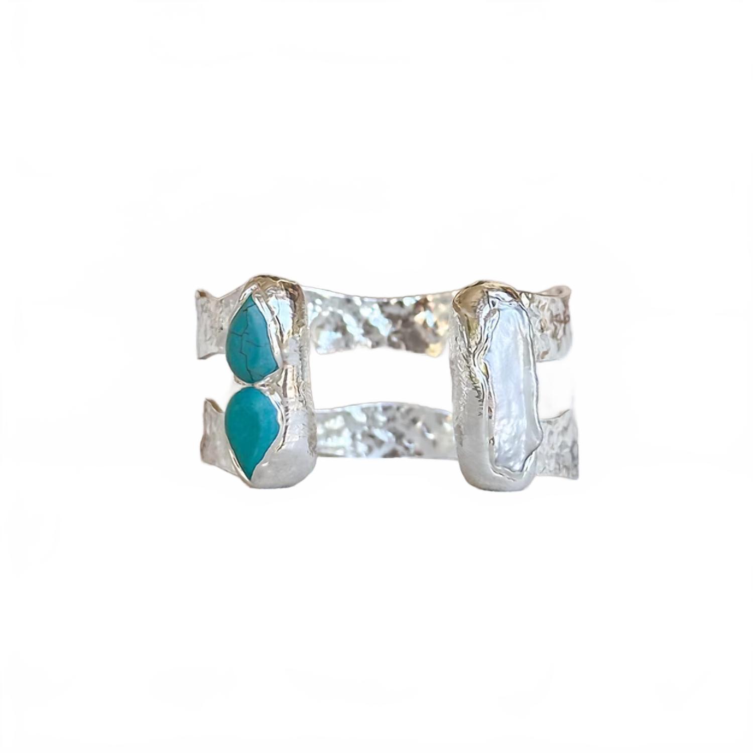 New Easton Elle Women's Desert Bloom Cuff In Silver/Turquoise